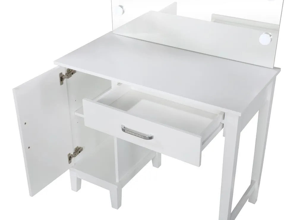 Elijah Whiteand Dark Gray Vanity Set with LED Lights by Coaster at Eve Furniture