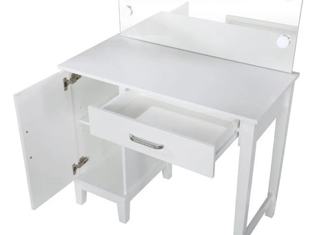 Elijah Whiteand Dark Gray Vanity Set with LED Lights by Coaster at Eve Furniture