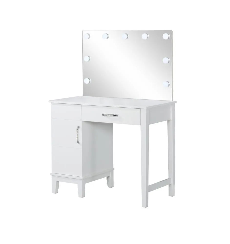 Elijah Whiteand Dark Gray Vanity Set with LED Lights by Coaster at Eve Furniture