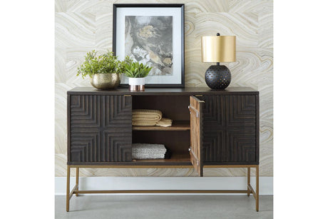 Elinmore Brown/Gold Finish Accent Cabinet by Ashley at Eve Furniture