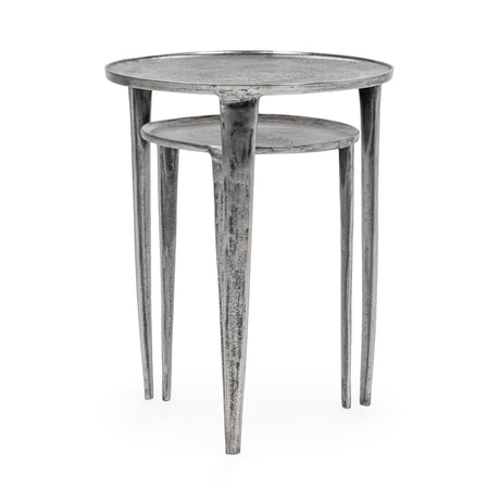 Elinor Antique Nickel 18" Nesting Accent Tables , Set of 2 by Classic Home at Eve Furniture