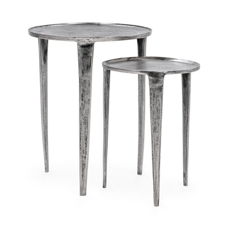 Elinor Antique Nickel 18" Nesting Accent Tables , Set of 2 by Classic Home at Eve Furniture