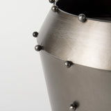 Elio 12.2H Large Gun Metal Gray Metal W/Studs Vase by Mercana at Eve Furniture