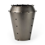 Elio 12.2H Large Gun Metal Gray Metal W/Studs Vase by Mercana at Eve Furniture