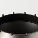 Elio Large Gun Metal Gray Metal W/Studs Vase by Mercana at Eve Furniture