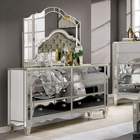 Eliora Silver Glam 4-Piece Queen Bedroom Set by Furniture of America at Eve Furniture