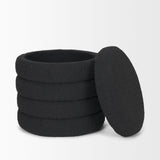 Elise Black Boucle Upholstered Storage Ottoman by Mercana at Eve Furniture