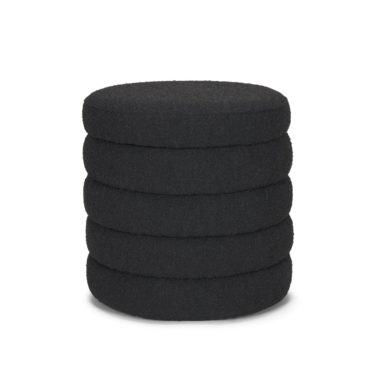 Elise Black Boucle Upholstered Storage Ottoman by Mercana at Eve Furniture