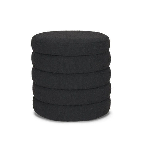 Elise Black Boucle Upholstered Storage Ottoman by Mercana at Eve Furniture