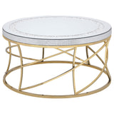 Elise Gold 2-Piece Round Mirror Top Coffee and End Table Set by Coaster at Eve Furniture