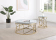 Elise Gold 2-Piece Round Mirror Top Coffee and End Table Set by Coaster at Eve Furniture