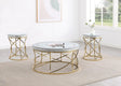 Elise Gold 3-Piece Round Mirror Top Coffee and End Table Set by Coaster at Eve Furniture