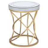 Elise Gold Round Mirror Top Stainless Steel End Table by Coaster at Eve Furniture