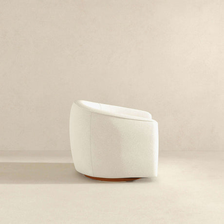 Elise Mid Century Modern Beige Boucle Swivel Chair by Ashcroft Furniture at Eve Furniture
