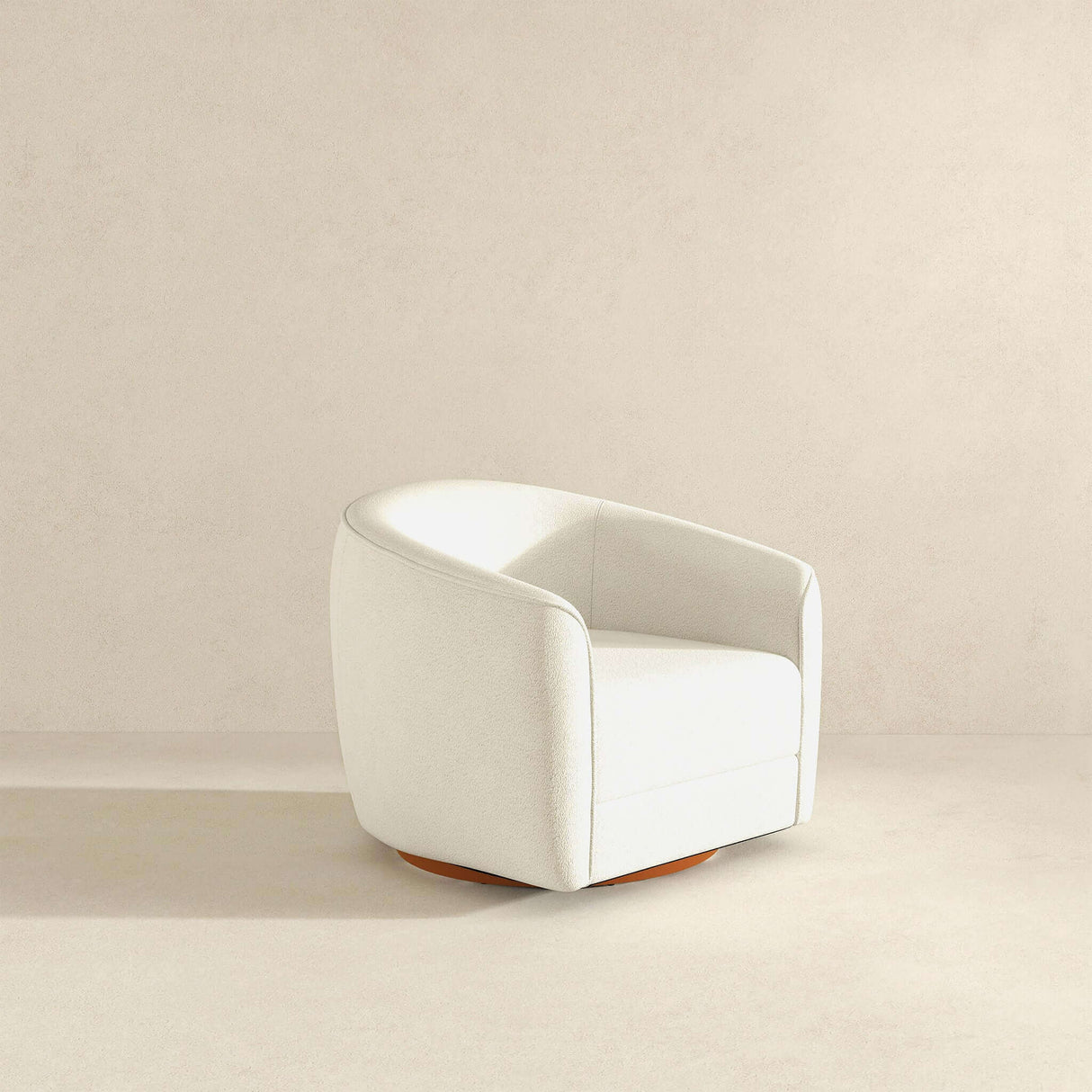 Elise Mid Century Modern Beige Boucle Swivel Chair by Ashcroft Furniture at Eve Furniture