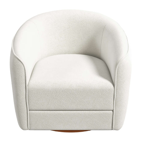 Elise Mid Century Modern Beige Boucle Swivel Chair by Ashcroft Furniture at Eve Furniture