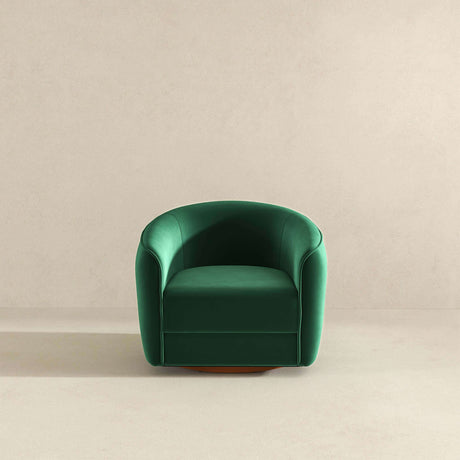 Elise Mid Century Modern Dark Green Velvet Swivel Chair by Ashcroft Furniture at Eve Furniture