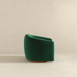 Elise Mid Century Modern Dark Green Velvet Swivel Chair by Ashcroft Furniture at Eve Furniture