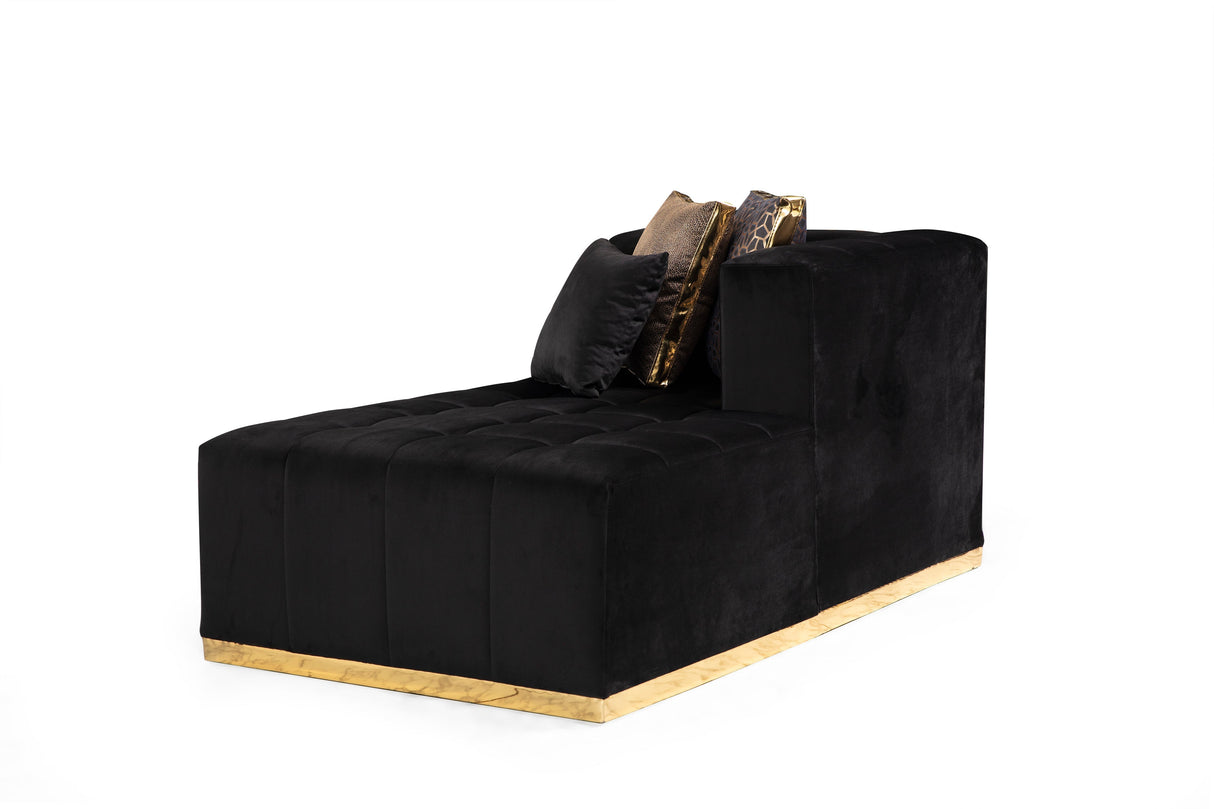 Elisha Black Velvet Double Chaise Sectional