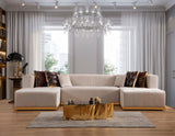 Elisha Ivory Velvet Double Chaise Sectional