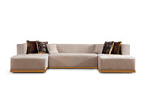 Elisha Ivory Velvet Double Chaise Sectional