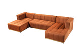 Elisha Orange Velvet Double Chaise 140" Sectional