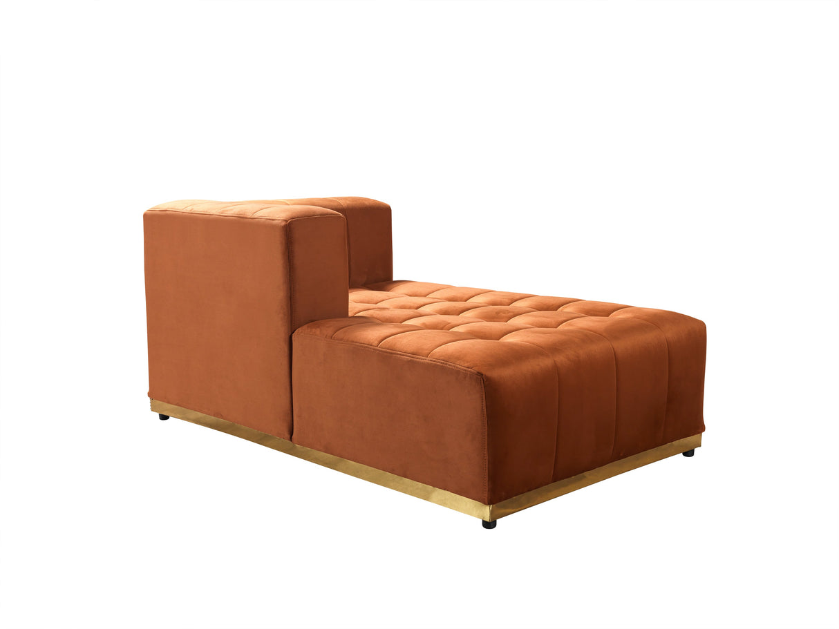 Elisha Orange Velvet Double Chaise 140" Sectional