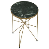 Eliska Green/Antique Gold Round Accent Table with Marble Top by Coaster at Eve Furniture