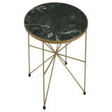 Eliska Green/Antique Gold Round Accent Table with Marble Top by Coaster at Eve Furniture