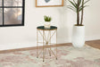 Eliska Green/Antique Gold Round Accent Table with Marble Top by Coaster at Eve Furniture
