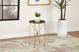 Eliska Green/Antique Gold Round Accent Table with Marble Top by Coaster at Eve Furniture