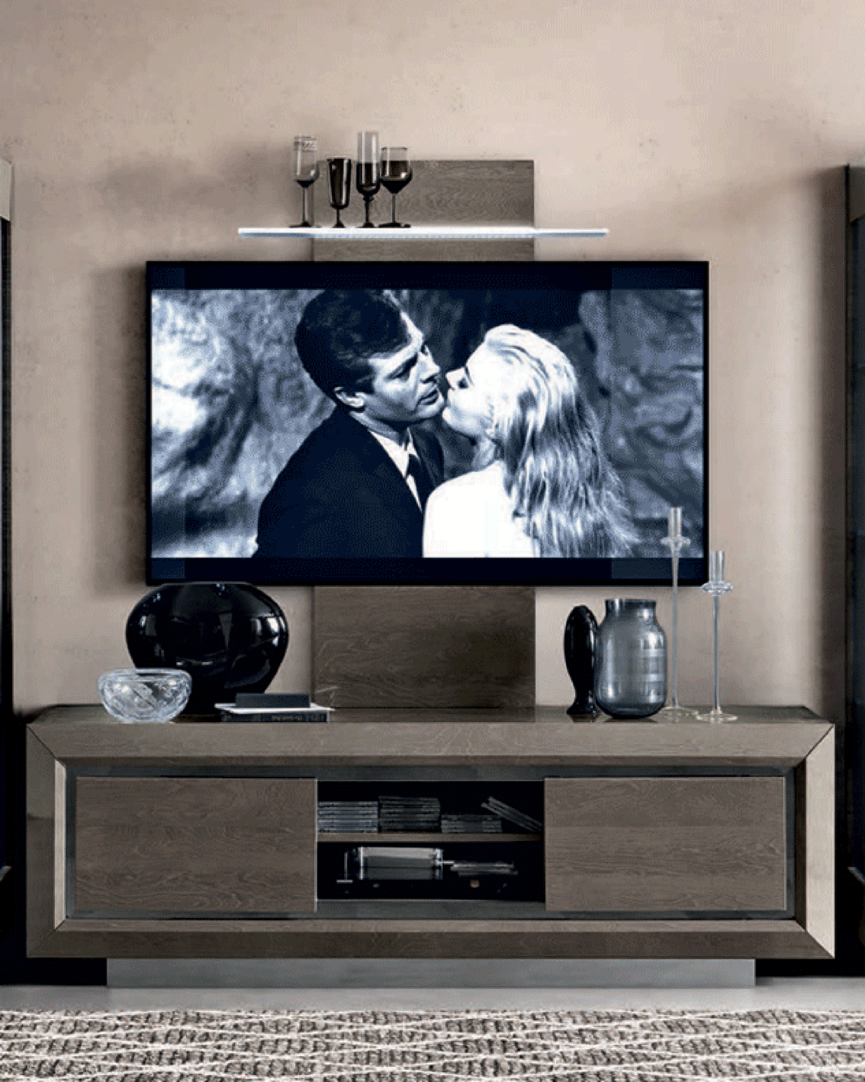 Elite Grey/Silver TV Cabinet & TV Wall Panel w/LED Light by ESF Furniture at Eve Furniture