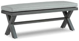 Elite Park Gray Outdoor Bench with Cushion by Ashley at Eve Furniture