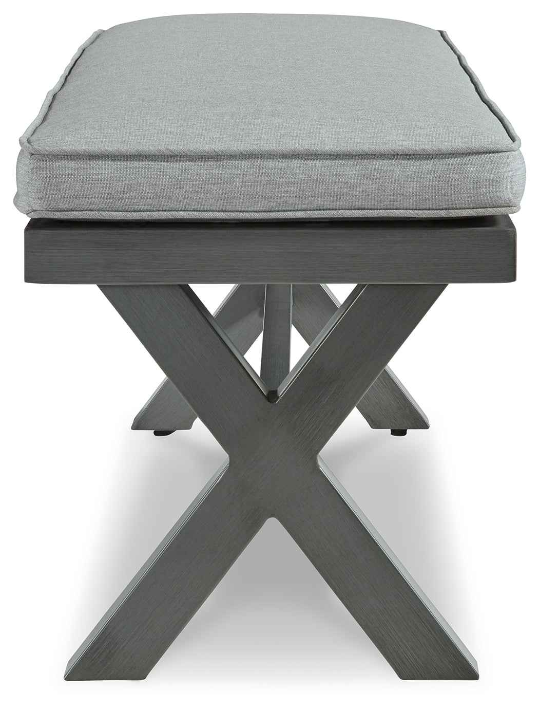Elite Park Gray Outdoor Bench with Cushion by Ashley at Eve Furniture