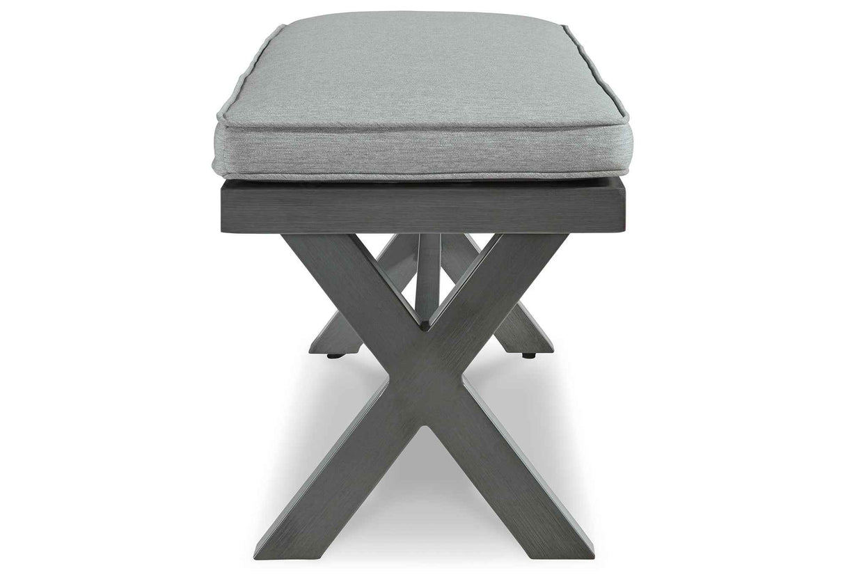 Elite Park Gray Outdoor Bench with Cushion by Ashley at Eve Furniture
