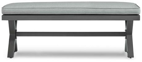 Elite Park Gray Outdoor Bench with Cushion by Ashley at Eve Furniture