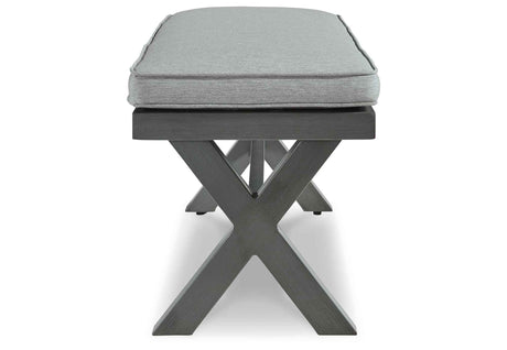 Elite Park Gray Outdoor Bench with Cushion by Ashley at Eve Furniture