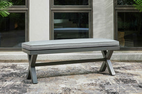 Elite Park Gray Outdoor Bench with Cushion by Ashley at Eve Furniture