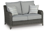 Elite Park Gray Outdoor Loveseat with Cushion by Ashley at Eve Furniture