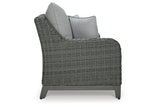 Elite Park Gray Outdoor Loveseat with Cushion by Ashley at Eve Furniture