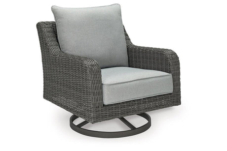 Elite Park Gray Outdoor Swivel Lounge with Cushion by Ashley at Eve Furniture