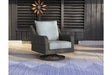 Elite Park Gray Outdoor Swivel Lounge with Cushion by Ashley at Eve Furniture