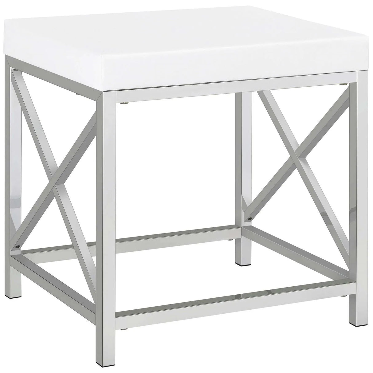 Eliza White and Chrome 2-piece Vanity Set with Hollywood Lighting by Coaster at Eve Furniture
