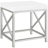 Eliza White and Chrome 2-piece Vanity Set with Hollywood Lighting by Coaster at Eve Furniture