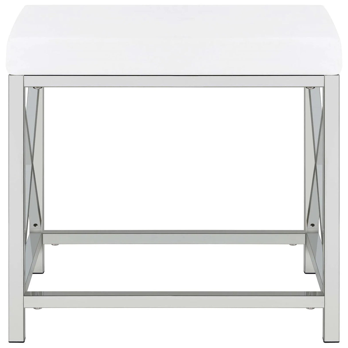 Eliza White and Chrome 2-piece Vanity Set with Hollywood Lighting by Coaster at Eve Furniture