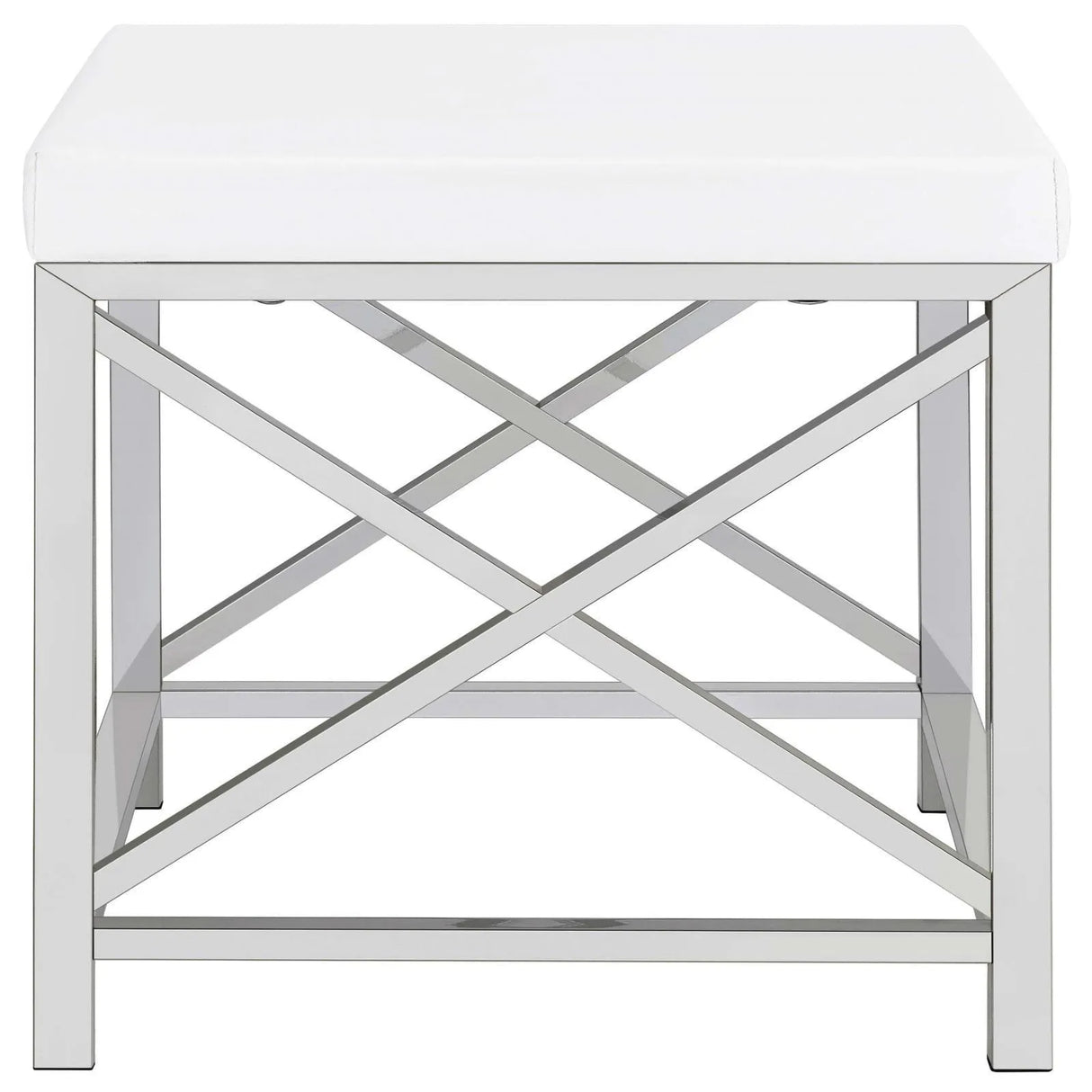 Eliza White and Chrome 2-piece Vanity Set with Hollywood Lighting by Coaster at Eve Furniture