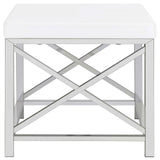 Eliza White and Chrome 2-piece Vanity Set with Hollywood Lighting by Coaster at Eve Furniture