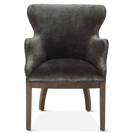 Elizabeth 25" Accent Armchair in Gray Velvet with Exposed Frame by Home Trends & Design at Eve Furniture