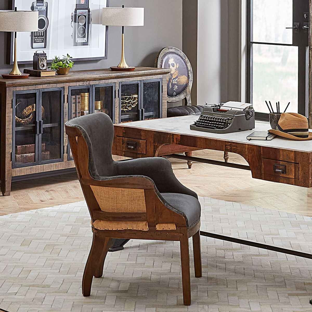 Elizabeth 25" Accent Armchair in Gray Velvet with Exposed Frame by Home Trends & Design at Eve Furniture