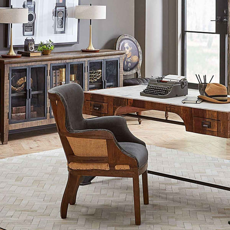 Elizabeth 25" Accent Armchair in Gray Velvet with Exposed Frame by Home Trends & Design at Eve Furniture